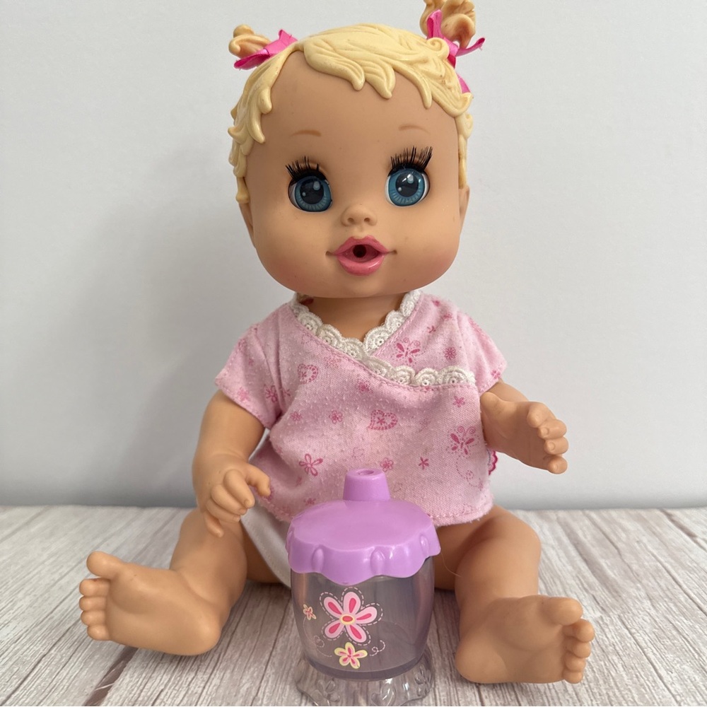 2006 Hasbro Baby Alive SIP N SLURP Baby Doll & Cup Missing Curly Straw Rare Doll